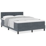 Lit Box Spring vidaXL avec Matelas Gris Foncé 160x200 cm Velours