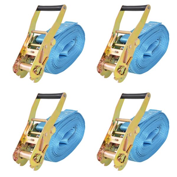 vidaXL Sangle d’arrimage à cliquet 4 Pièces 4 tonnes 8 m x 50 mm Bleu