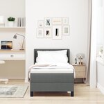 Lit box spring vidaXL avec matelas gris foncé 80x200 cm Tissu