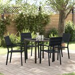 vidaXL Ensemble de Salle à Manger de Jardin Noir HDPE