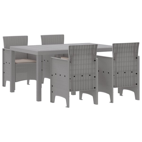 vidaXL Ensemble de salle à manger de jardin 5 pièces avec coussins gris clair en rotin