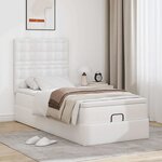 VidaXL Cadre de lit ottoman avec matelas blanc 100x200 cm similicuir