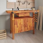vidaXL Établi avec tiroir et étaux 124x52x83 cm Bois massif d'acacia