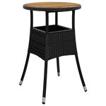 vidaXL Ensemble à manger de jardin et coussins 3 Pièces noir rotin acacia