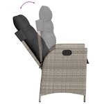vidaXL Chaise inclinable de jardin coussins gris clair résine tressée