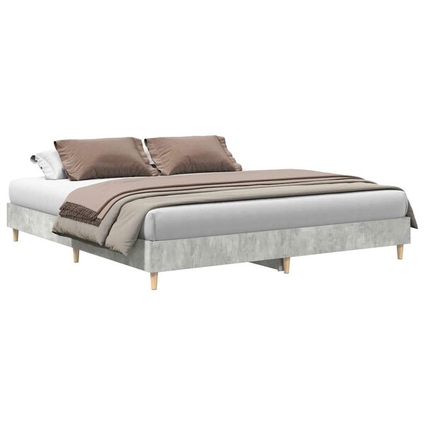 vidaXL Cadre de lit sans matelas gris béton 160x200 cm bois ingénierie