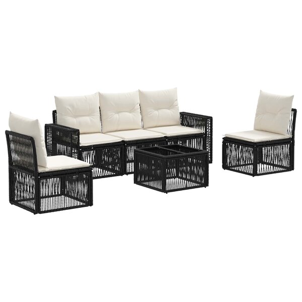 vidaXL Ensemble de canapé de jardin 6 Pièces Noir et blanc crème