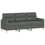 vidaXL Canapé 3 places avec oreillers gris foncé 180 cm tissu