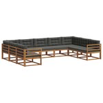 vidaXL Ensemble de canapés d'extérieur 9 Pièces Naturel et Anthracite