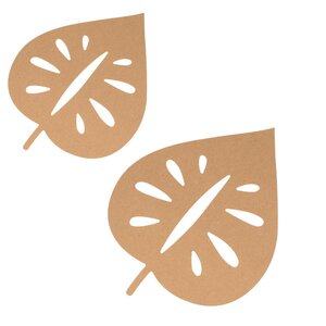 2 feuilles tropicales en bois 15/25 cm