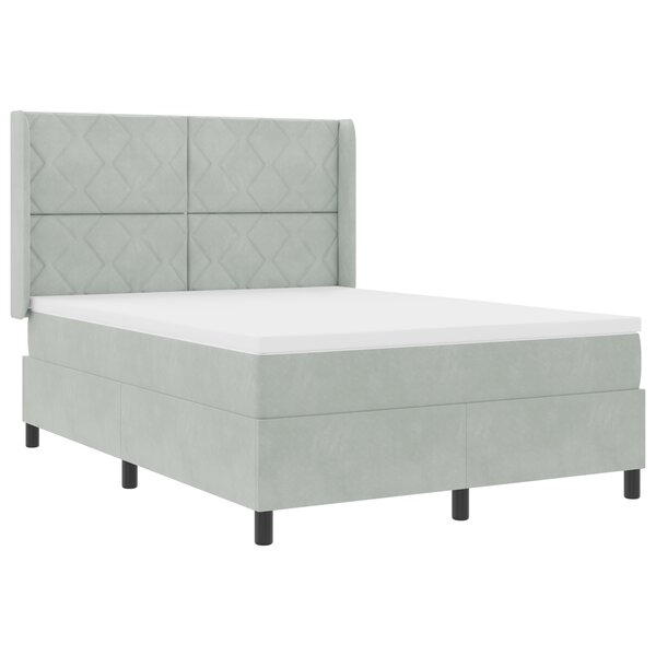 Lit Box Spring vidaXL avec Matelas Gris clair 140x190 cm Velours