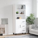 vidaXL Buffet haut Blanc 69 5x34x180 cm Bois d'ingénierie