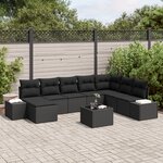 vidaXL Ensemble de 9 Canapés de Jardin avec Coussins Beige Poly Rotin