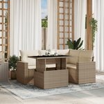 vidaXL Salon de jardin avec coussins 5 Pièces beige résine tressée