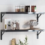 vidaXL Supports d'étagères 4 Pièces 23 5x2 5x15 5cm noir acier inoxydable