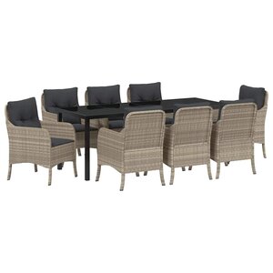 vidaXL Ensemble de salle à manger pour jardin 9 Pièces Gris clair