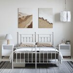 vidaXL Cadre de lit métal sans matelas et pied de lit blanc 150x200 cm