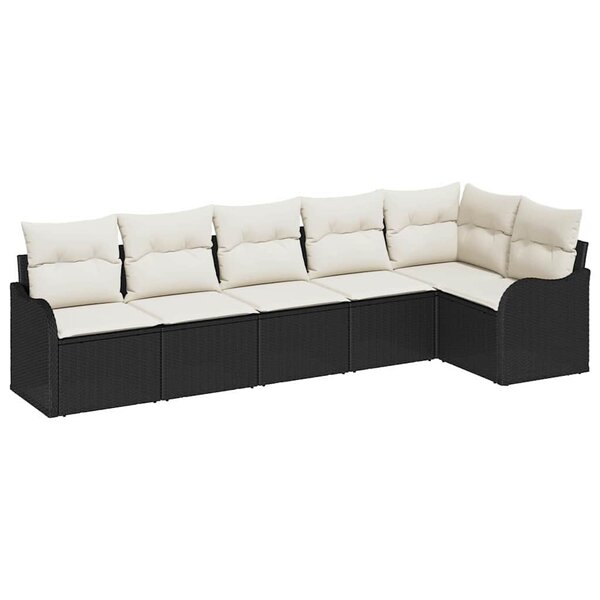 vidaXL Ensemble de canapé de jardin avec stockage 6 Pièces Noir polyrotin