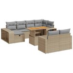 vidaXL Salon de jardin 11 Pièces avec coussins beige résine tressée