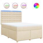 vidaXL Sommier à lattes de lit avec matelas Crème 140x190 cm Tissu