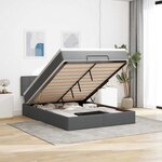 vidaXL Lit ottoman avec matelas et LED gris foncé 140x200 cm tissu