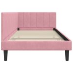 vidaXL Cadre de lit d'angle avec tête de lit Rose 90 cm x 200 cm tissu