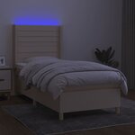 vidaXL Sommier à lattes de lit matelas et LED Crème 90x190 cm Tissu