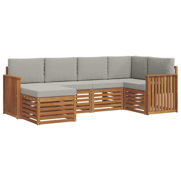vidaXL Ensemble de canapés d'extérieur 6 pc Gris Naturel et Clair