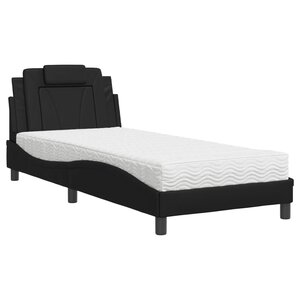 vidaXL Lit avec matelas noir 80x200 cm similicuir