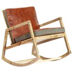 vidaXL Chaise à bascule Marron Cuir véritable et manguier massif