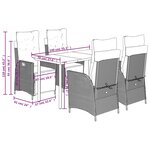 vidaXL Ensemble à manger de jardin et coussins 5 Pièces gris clair rotin