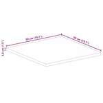 vidaXL Dessus de table 50x50x3 8 cm carré bois massif de récupération