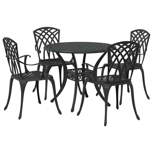 vidaXL Ensemble de salle à manger pour jardin 5 Pièces Noir Aluminium