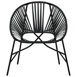 vidaXL Lot de 3 Chaise de jardin noir résine tressée