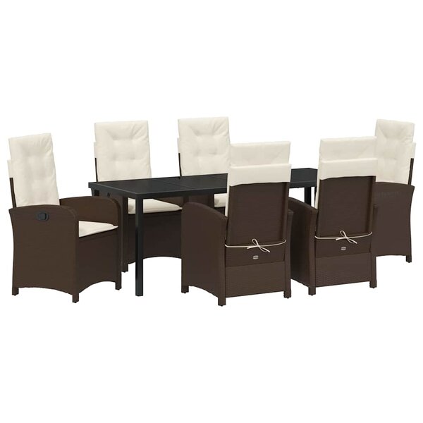 vidaXL Ensemble de salle à manger pour jardin 7 pc Marron polyrotin