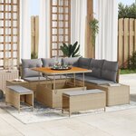 vidaXL Ensemble de canapé de jardin 8 Pièces Beige Poly rotin