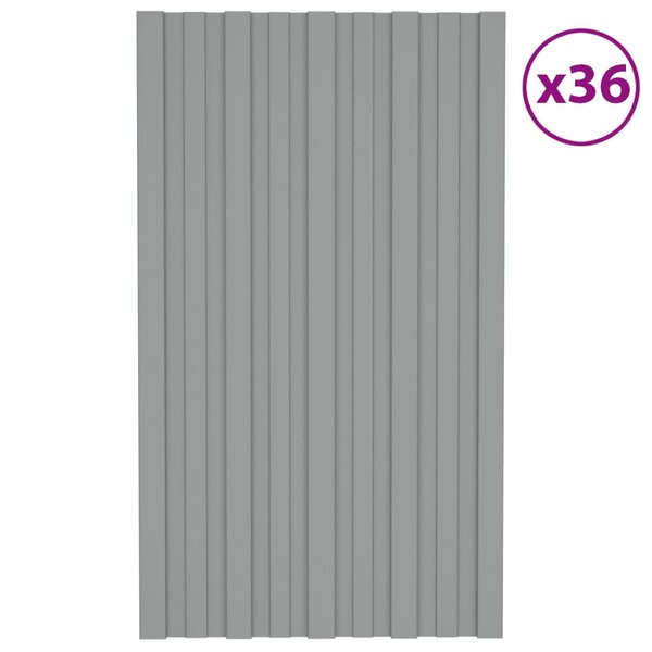 vidaXL Panneaux de toiture 36 Pièces Acier galvanisé Gris 80x45 cm