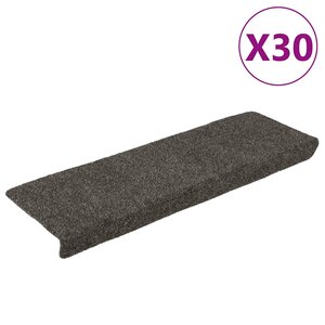 vidaXL Tapis d'escalier autocollants 30 pièces 65 x 21 x 4 cm Anthracite Bord rectangulaire
