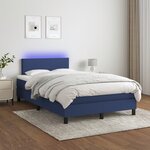 vidaXL Sommier à lattes de lit matelas et LED bleu 120x190 cm tissu