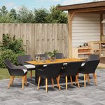 vidaXL Ensemble de salle à manger de jardin 9 pièces en rotin synthétique noir