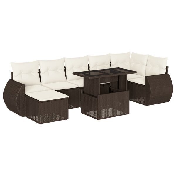 vidaXL Salon de jardin 8 Pièces avec coussins marron résine tressée