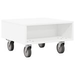 vidaXL Table d'appoint avec roues Blanc 50 5 x 50 x 30 cm
