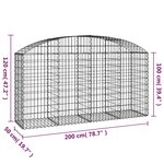 vidaXL Panier de gabions arqué 200x50x100/120 cm Fer galvanisé