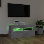 vidaXL Meuble TV avec lumières LED gris béton 90x35x40 cm