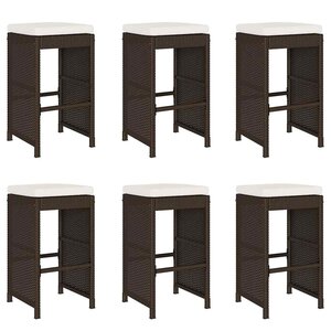 vidaXL Tabourets de bar jardin coussins lot de 6 marron résine tressée