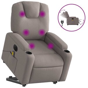 vidaXL Fauteuil inclinable de massage électrique Taupe Tissu