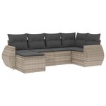 vidaXL Salon de jardin 6 Pièces avec coussins gris clair résine tressée