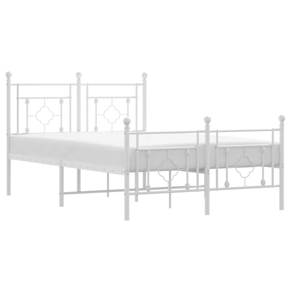 vidaXL Cadre de lit métal sans matelas et pied de lit blanc 120x190 cm