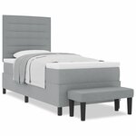 vidaXL Lit Box Spring avec Matelas & Banc Gris Clair 100x200 cm Tissu