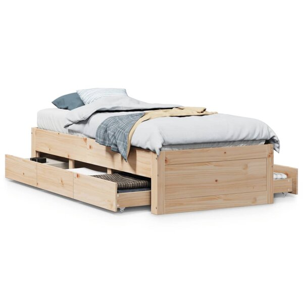 vidaXL Cadre de lit sans matelas avec tiroirs 90x190 cm bois de pin